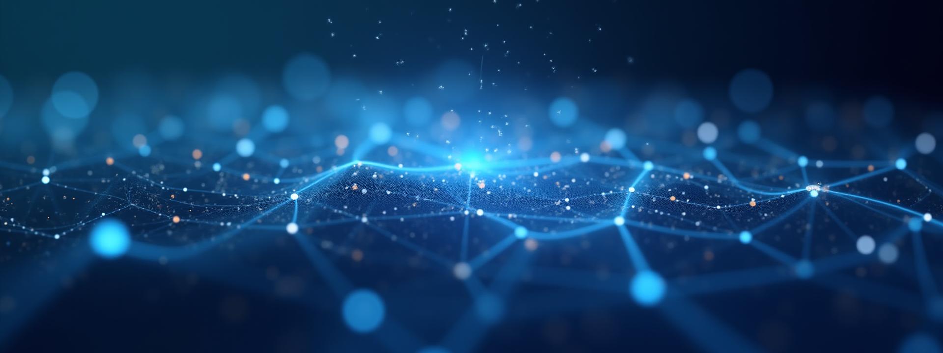 Abstrakte Darstellung von sich wandelnden, vernetzten Daten und Prozessen, die digitale Transformation symbolisieren
