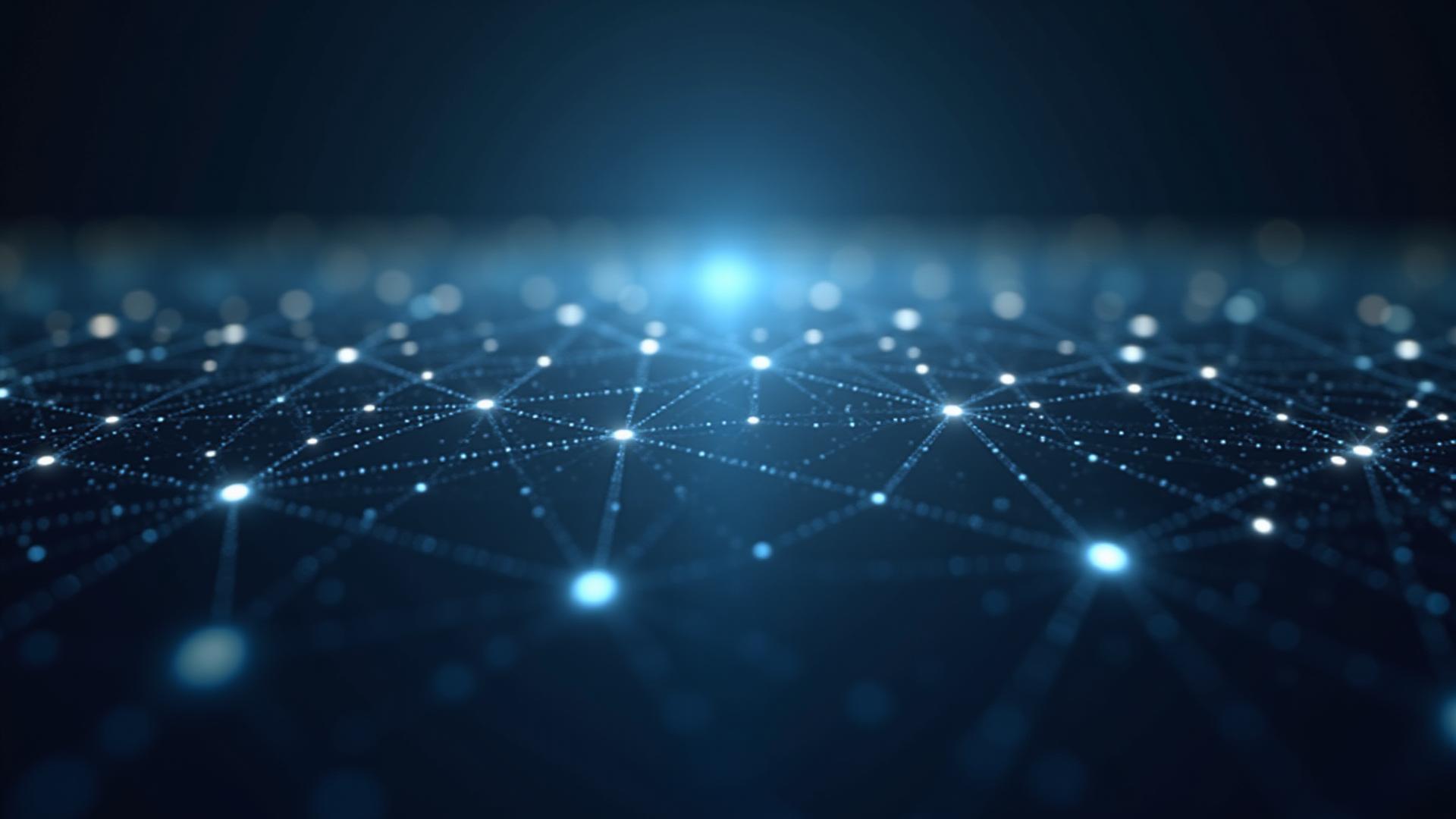 Abstraktes Hintergrundbild von Datenströmen und Technologie-Netzwerken, das digitale Transformation und Innovation symbolisiert