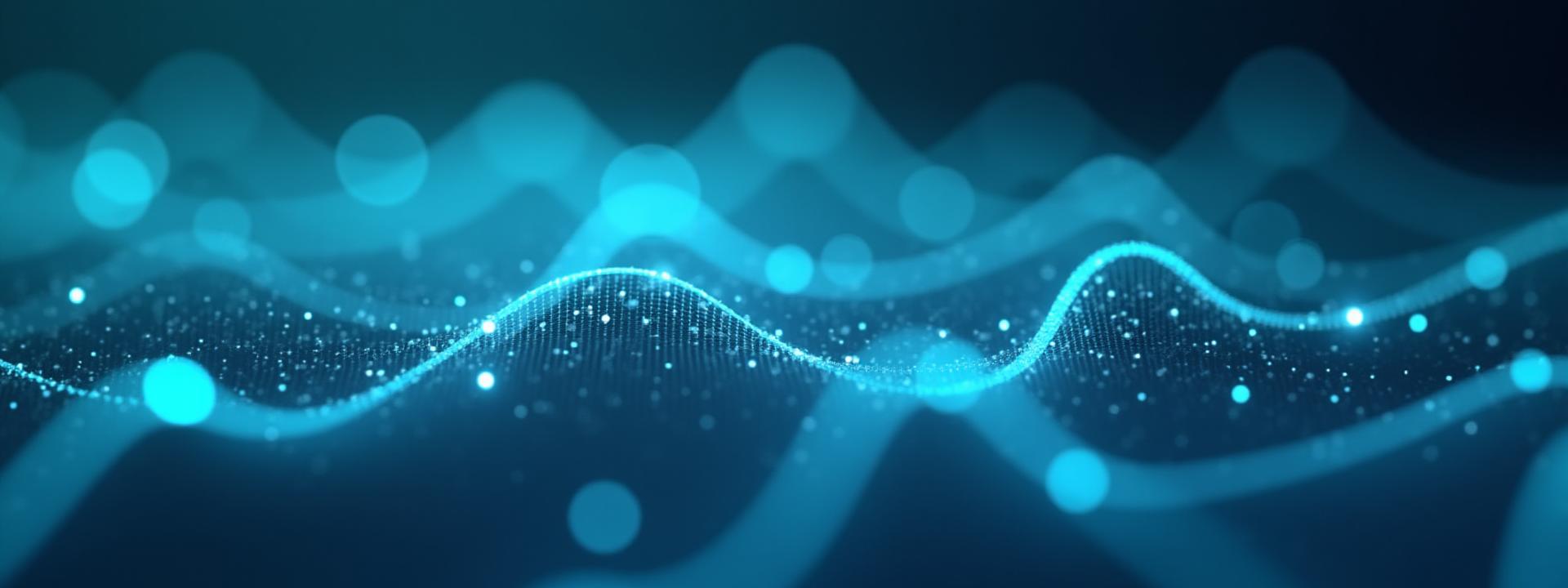 Fließende digitale Linien und Zahnräder symbolisieren einen reibungslosen, automatisierten Workflow